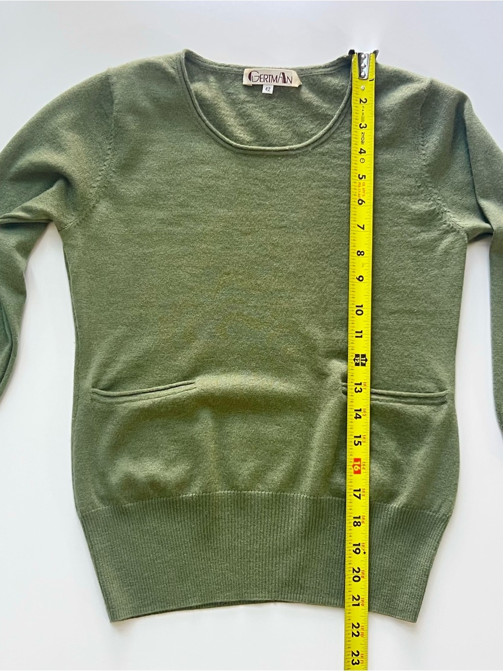 GermAn 100% Cashmere Olive Green Pocket Sweater XS - Picture 9 of 11